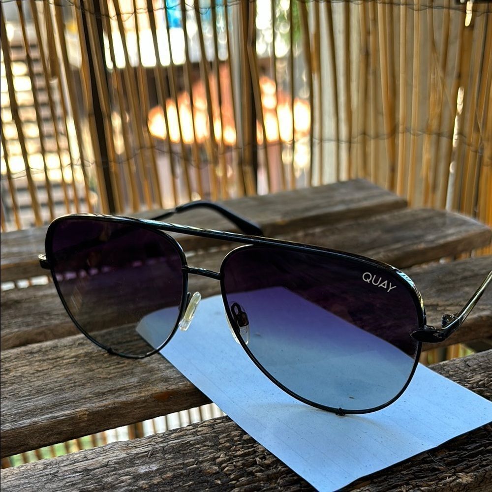 Quay High Key Polarized Black Aviator Sunglasses